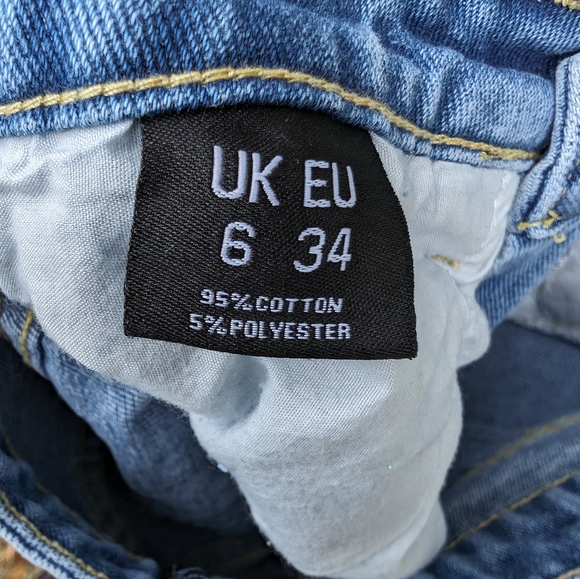 Pretty Little Thing shorts raw hem fringe blue‎ distressed high waist 2 - Picture 4 of 5